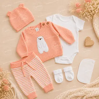Conjunto Primer Día Para Recién Nacido Palo Rosa 5 Piezas