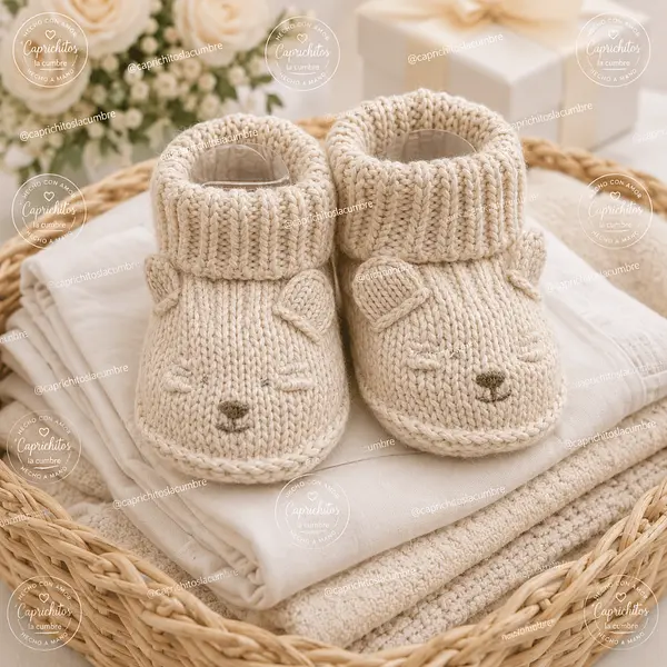 Medias Tejidas Beige Conejito Para Bebé