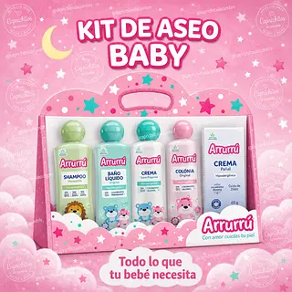 Kit De Aseo Arrurrú Baby Rosado Para Bebé