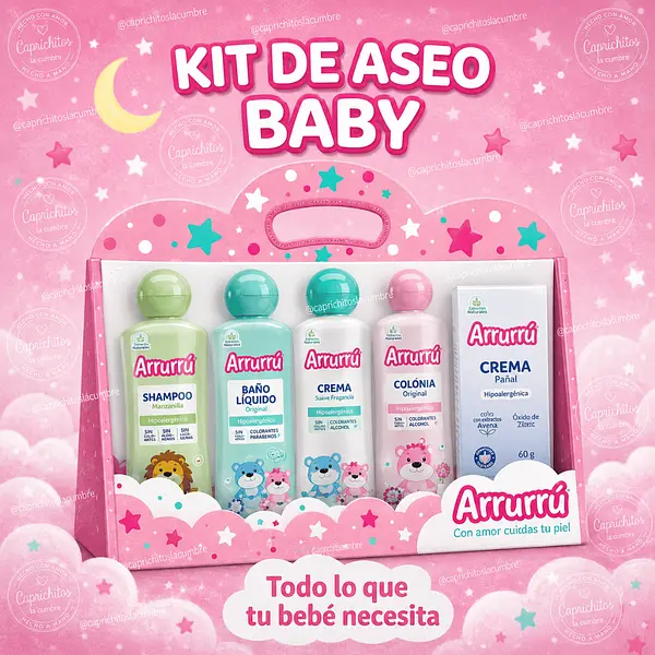 Kit De Aseo Arrurrú Baby Rosado Para Bebé