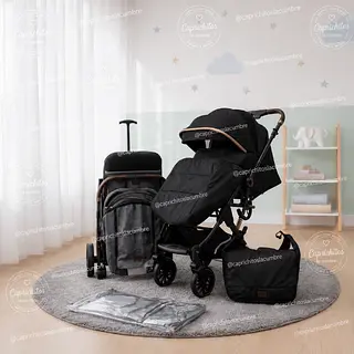 Coche Maleta Premium Plegable Para Bebé Negro