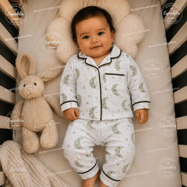 Pijama 2 Piezas Luna Verde Para Bebé
